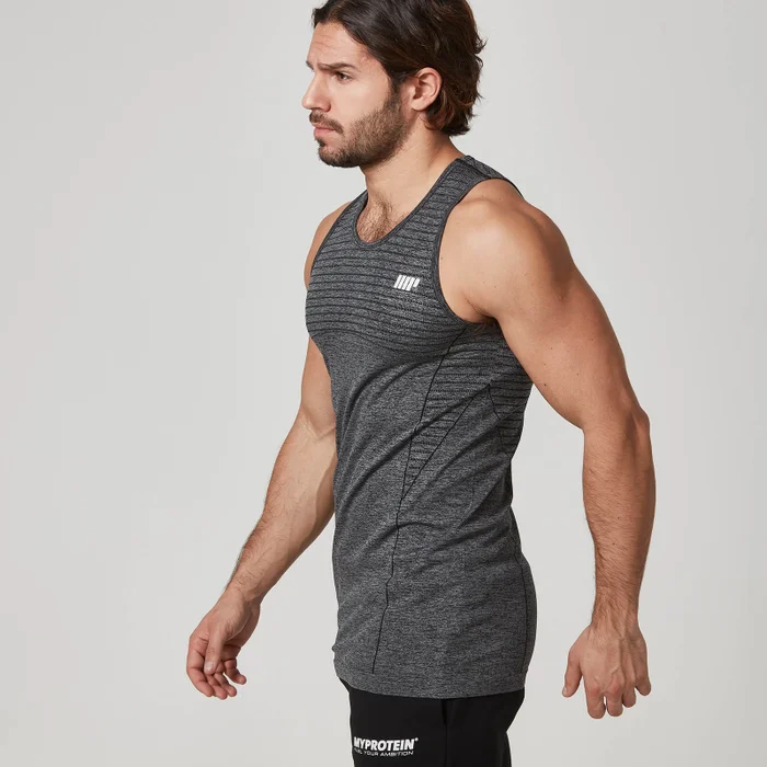 Myprotein Pánsky Tank Top Bez Prešívania – Čierny Melír