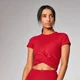 Power Crop Top S Krátkym Rukávom - Červený