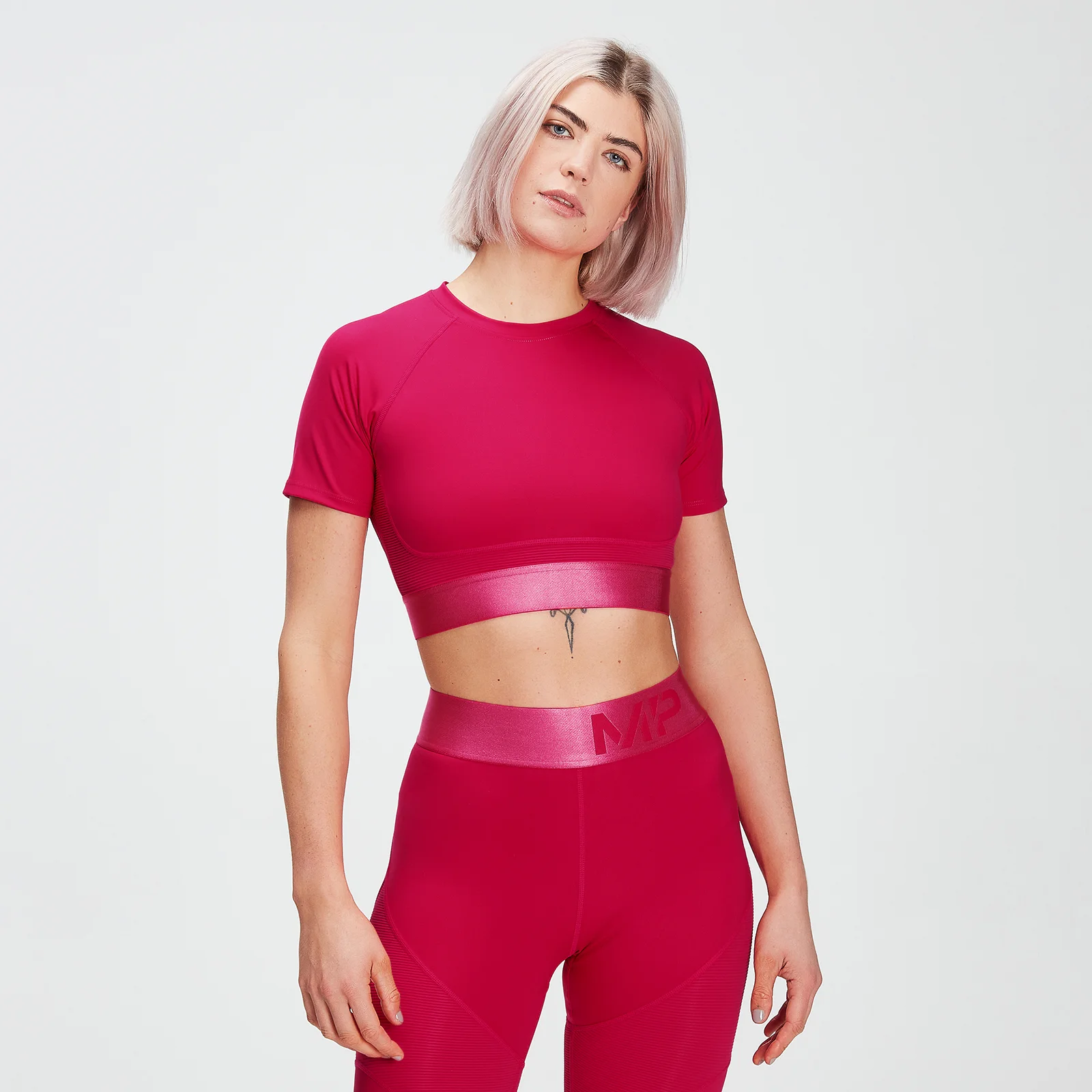 Dámsky crop top MP Adapt Textured – cyklámenový - XXS Obrázok 1