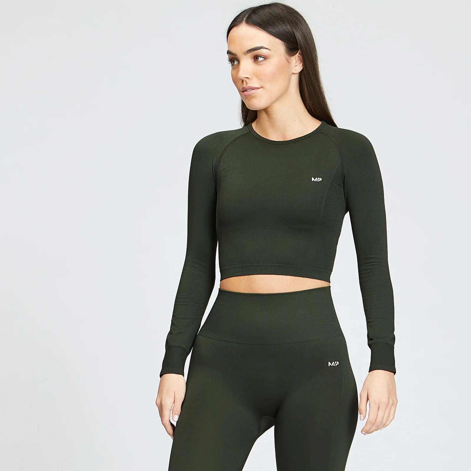 Dámsky Shape Seamless Dlhý Crop Top - Zelený - XXS Obrázok 1
