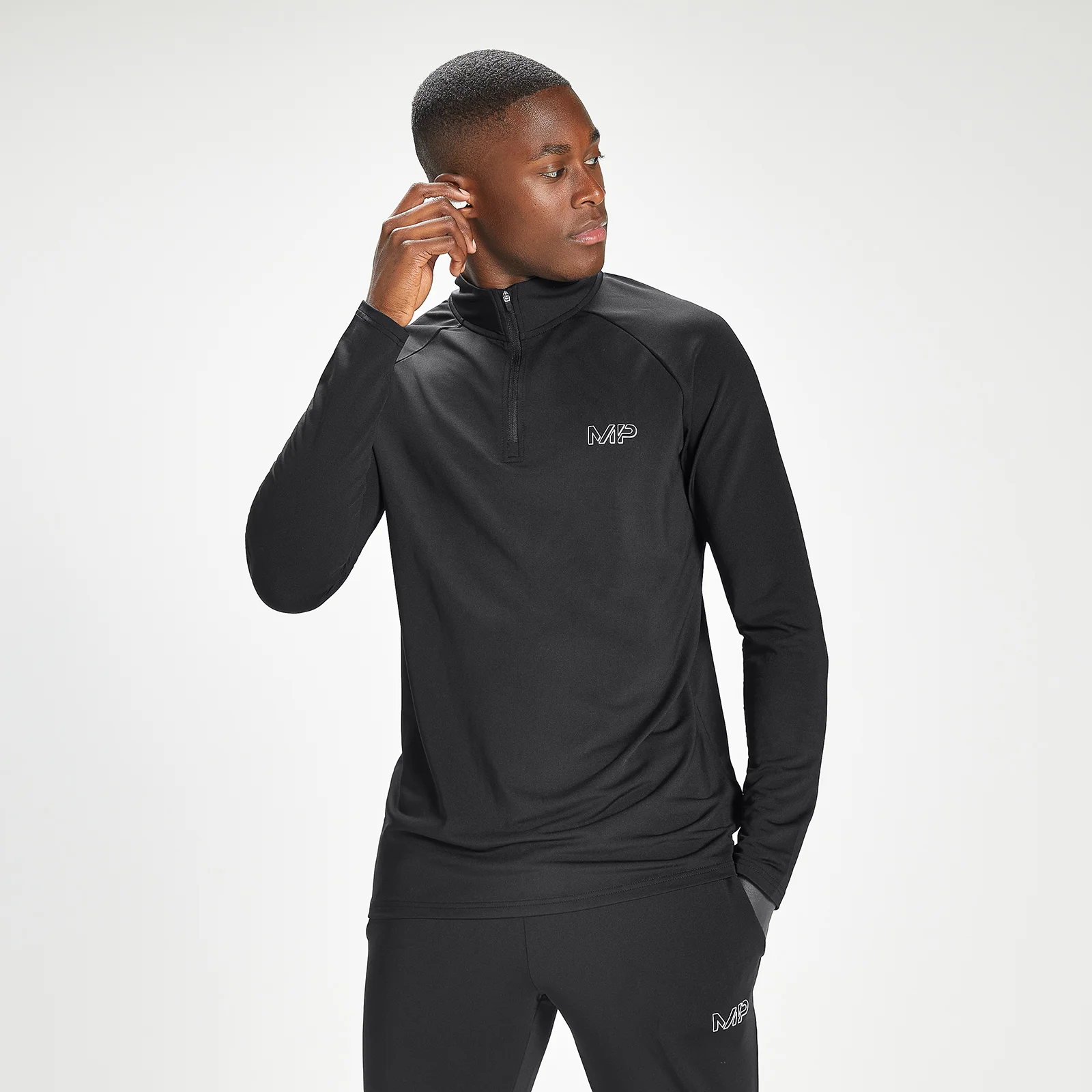 MP pánske tréningové tričko so štvrtinovým zipsom Infinity Mark Graphic – čierne - XXS Obrázok 1
