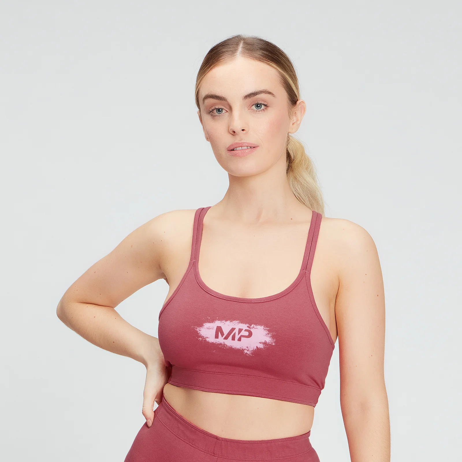 Dámska športová podprsenka MP Chalk Graphic - Berry Pink - XS Obrázok 1