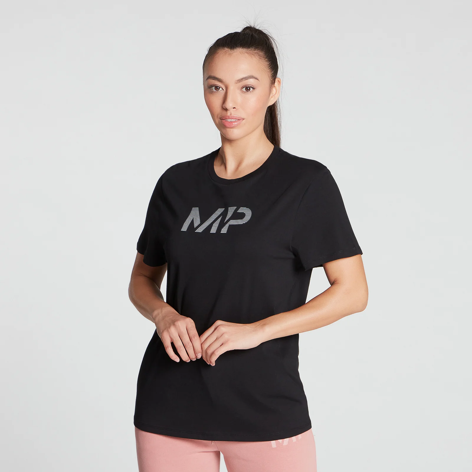 MP Women's Gradient Line Graphic T-Shirt - Black - XXS Obrázok 1