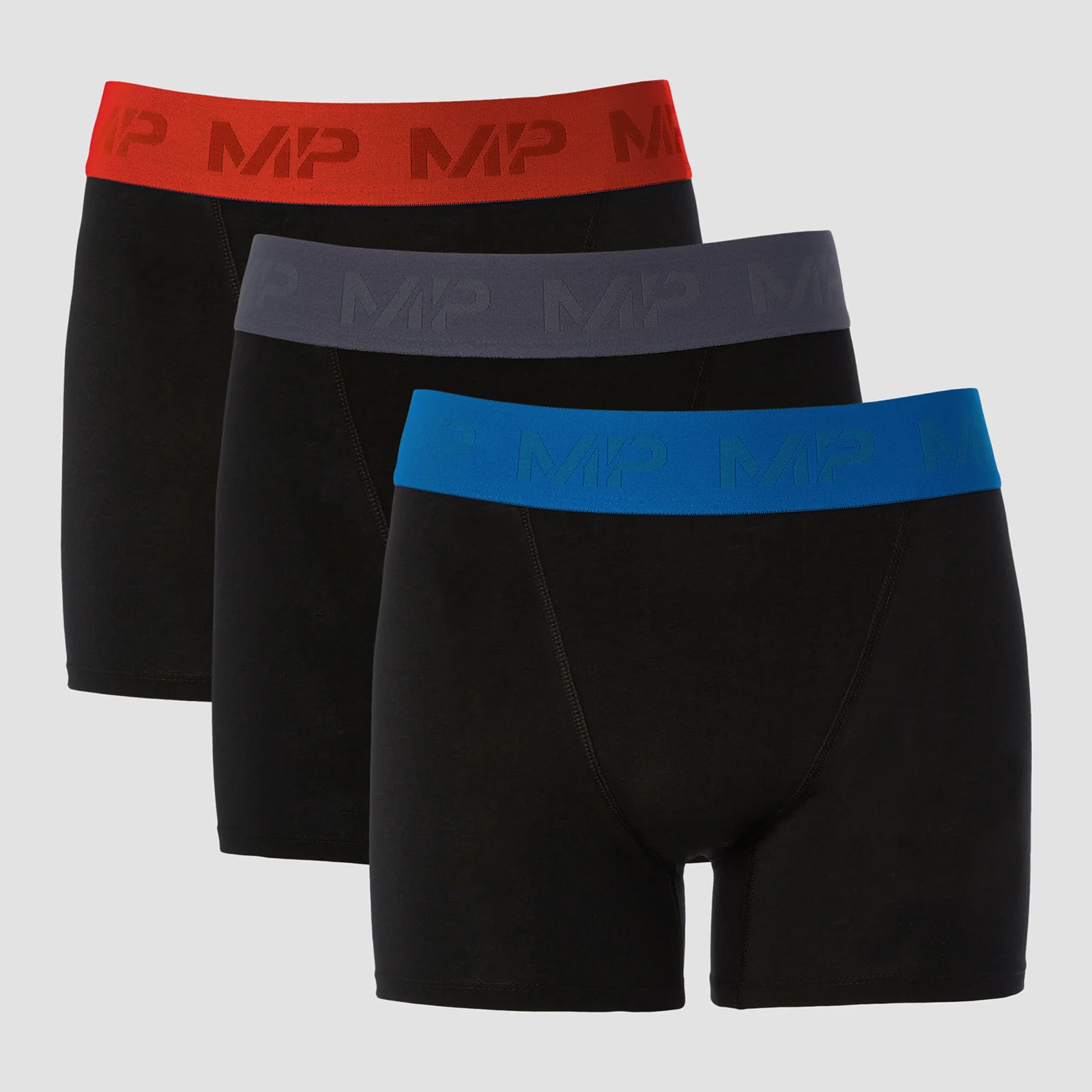MP Men's Coloured Waistband Boxers (3 Pack) - Black/Graphite/True Blue/Fire - XXS Obrázok 1