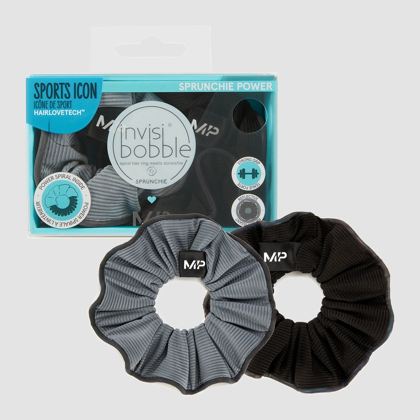 MP X Invisibobble® Reflective Power Sprunchie – Black/Ice Blue - 2 PACK Obrázok 1