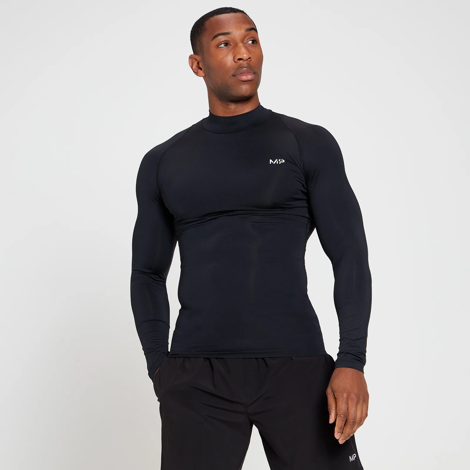 MP Men's Training Baselayer High Neck Long Sleeve Top - Black - XXS Obrázok 1