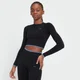 Dámsky bezšvový crop top s dlhými rukávmi MP Adapt – čierny