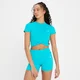Dámsky crop top s krátkymi rukávmi MP Power – sivomodrý