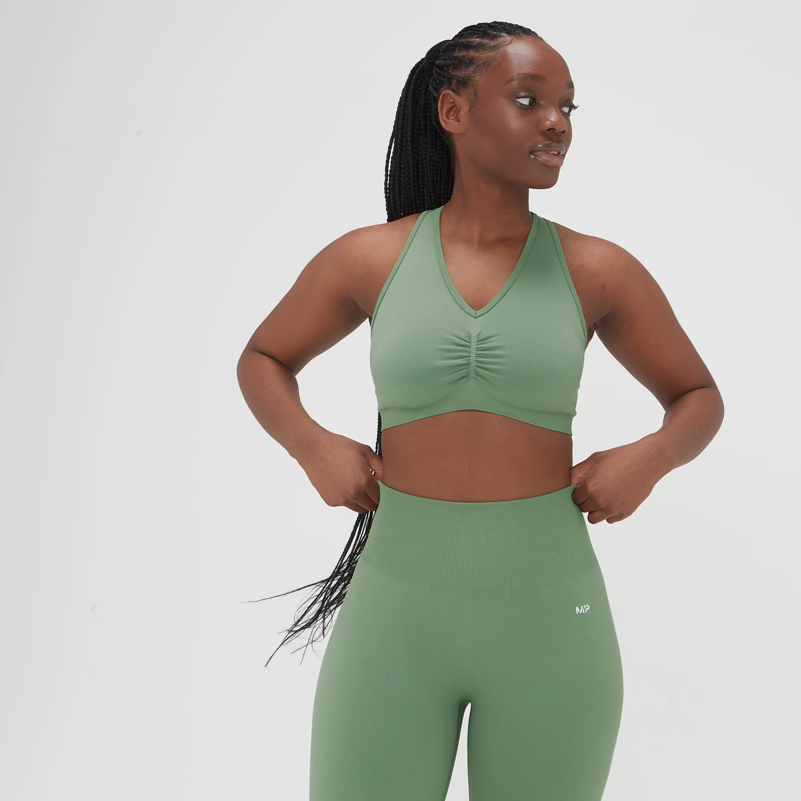 Dámska bezšvová podprsenka MP Washed – zelená - XS Obrázok 1
