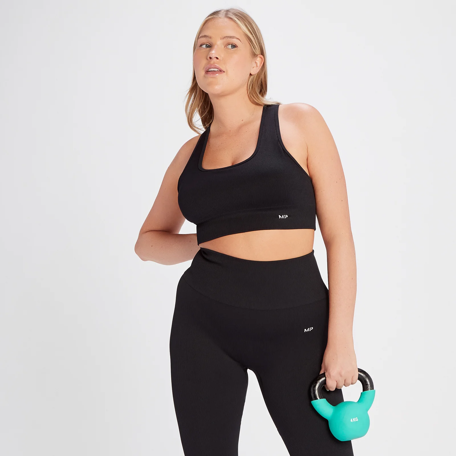 Dámska bezšvová rebrovaná podprsenka MP Tempo – čierna - XS Obrázok 1