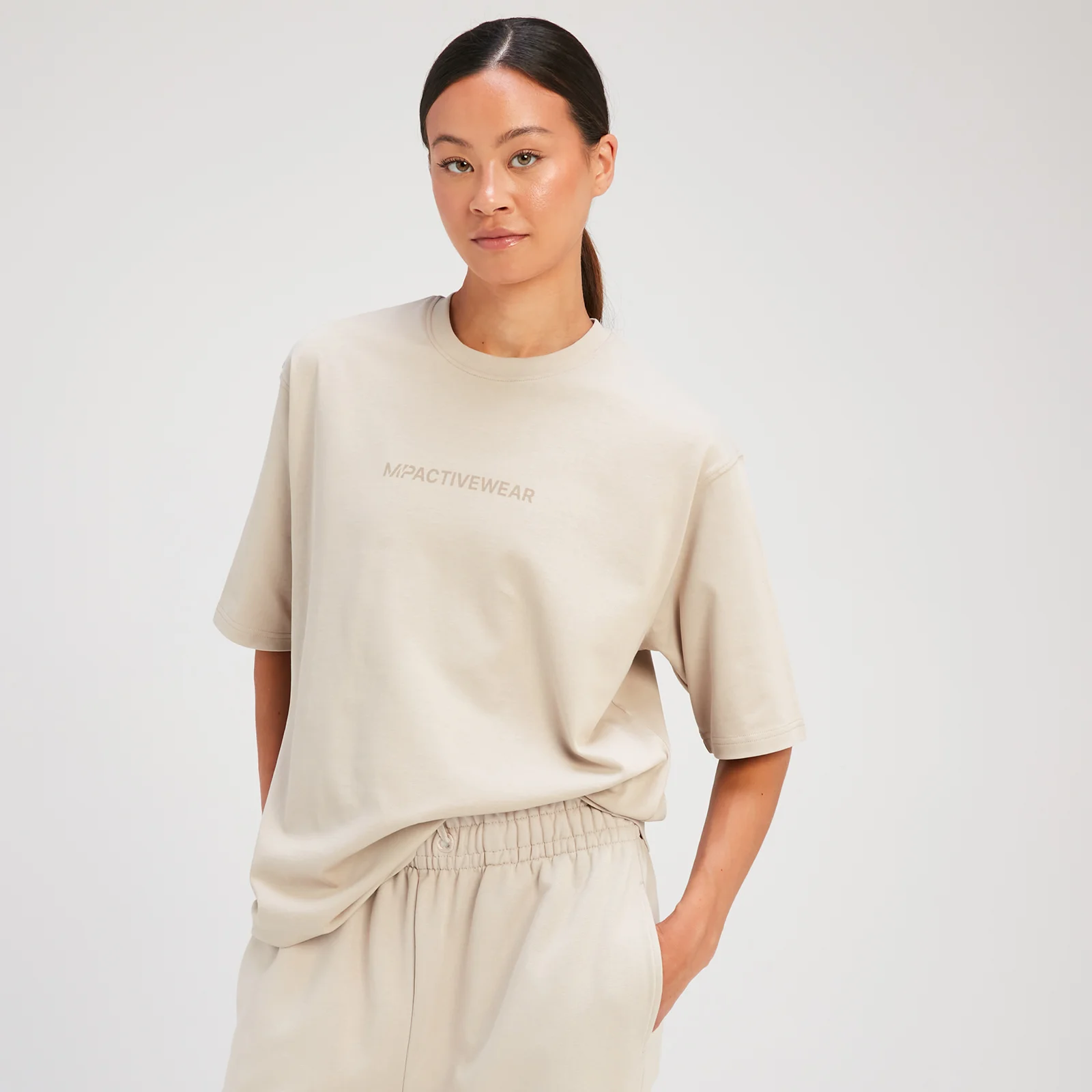 Dámske oversized tričko MP Rest Day – béžovosivé - XS Obrázok 1