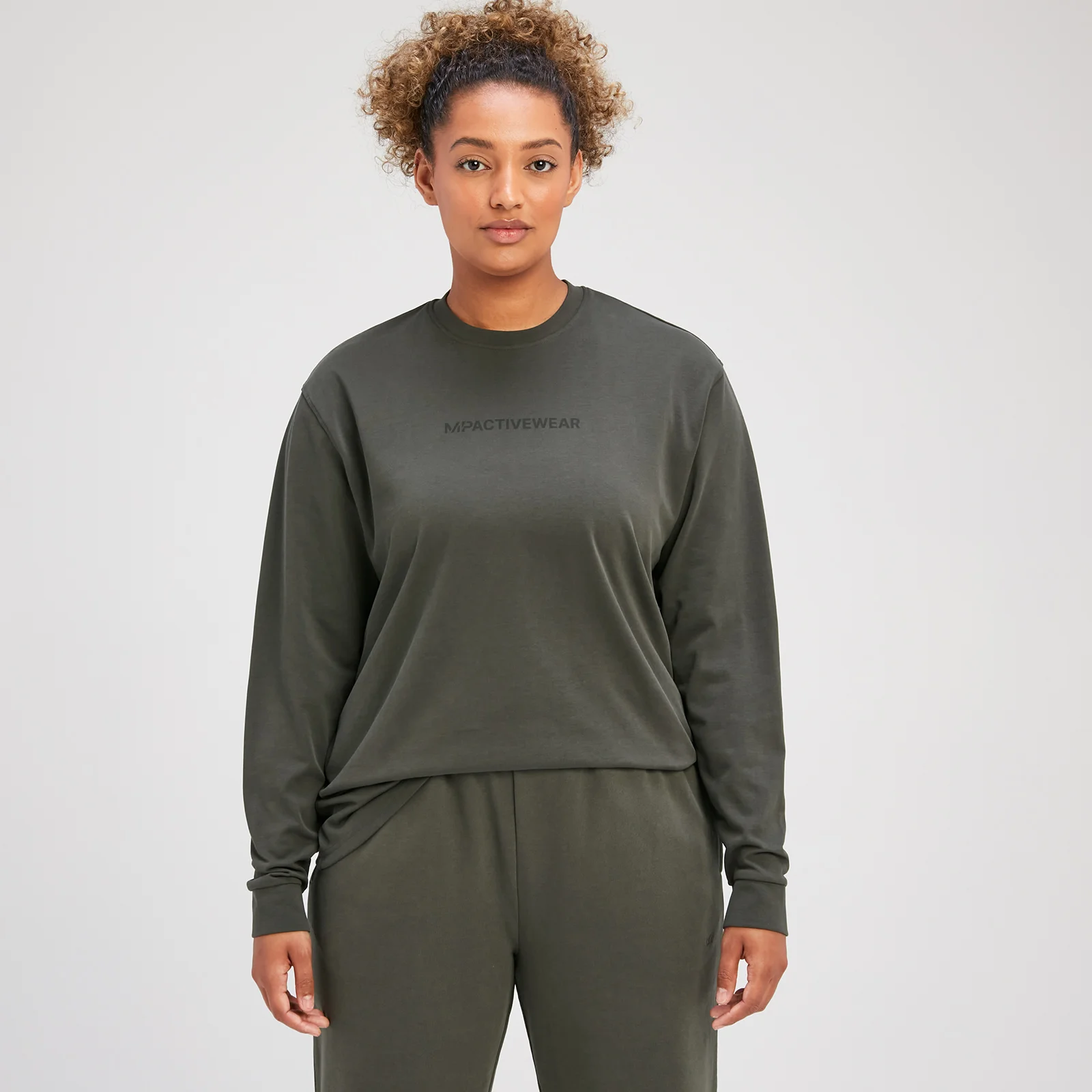Dámske oversize tričko MP Rest Day s dlhými rukávmi – šedozelené - XS Obrázok 1
