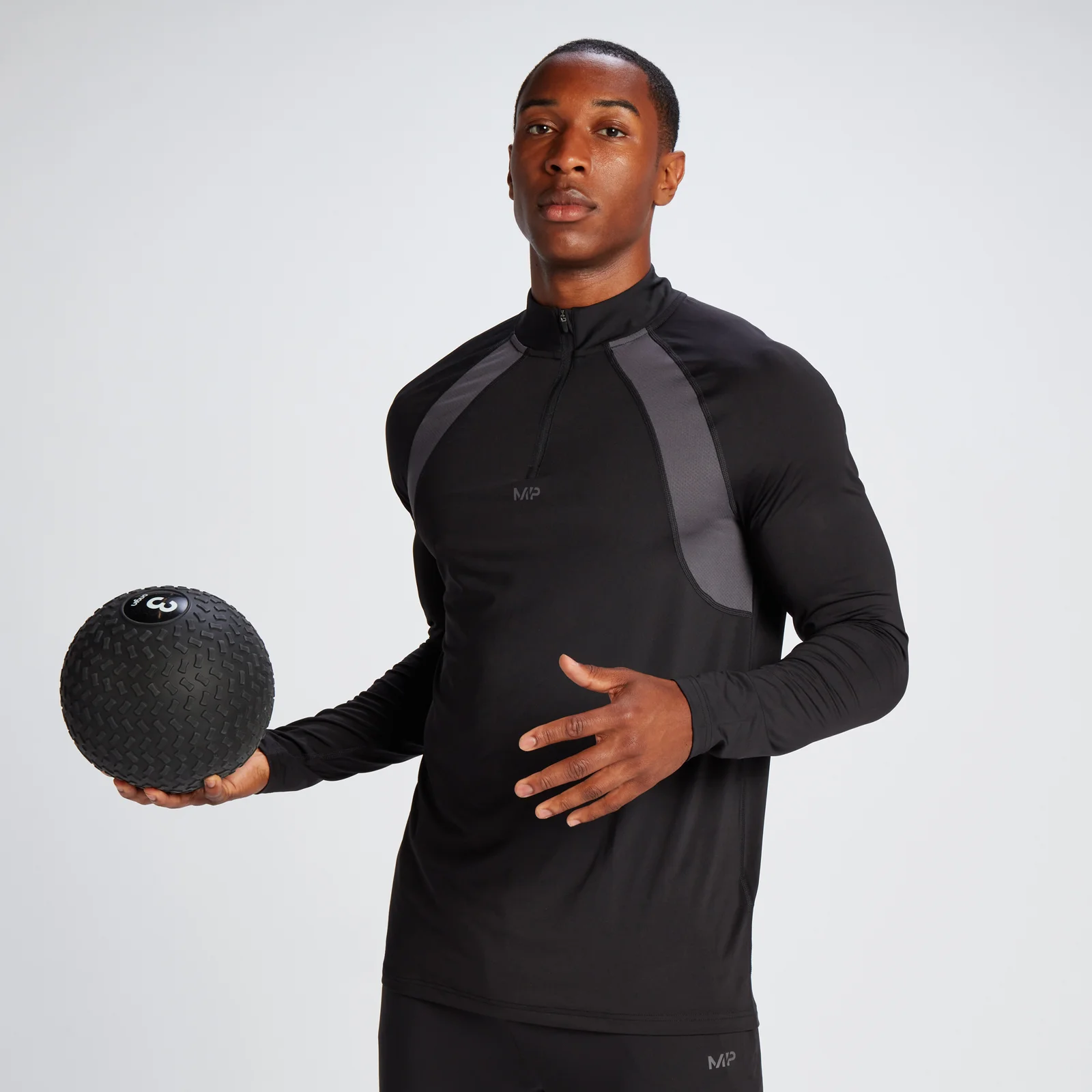 Pánske tričko MP Tempo so 1/4 zipsom – čierne - XXS Obrázok 1