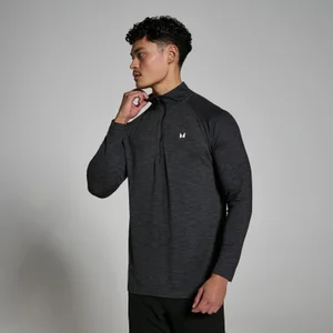 Pánske tričko MP Performance so 1/4 zipsom – čierne melírované - Size S