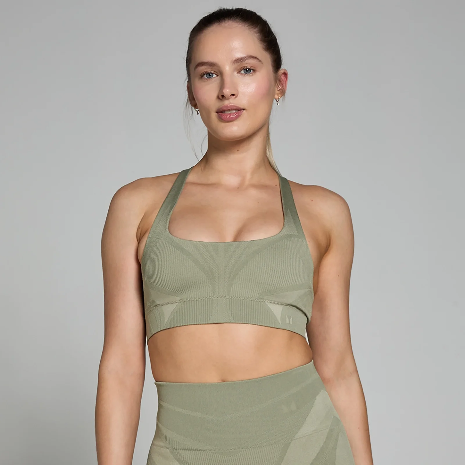 Dámska bezšvová športová podprsenka MP Tempo Ultra Geometric – hnedá - XS Obrázok 1