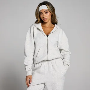 Dámska mikina MP Basics s kapucňou a zipsom – svetlosivá melírovaná - Size XS