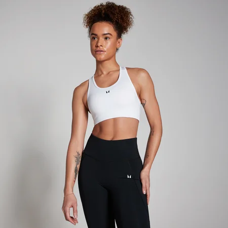 Dámska športová podprsenka MP s racer-back dizajnom – biela