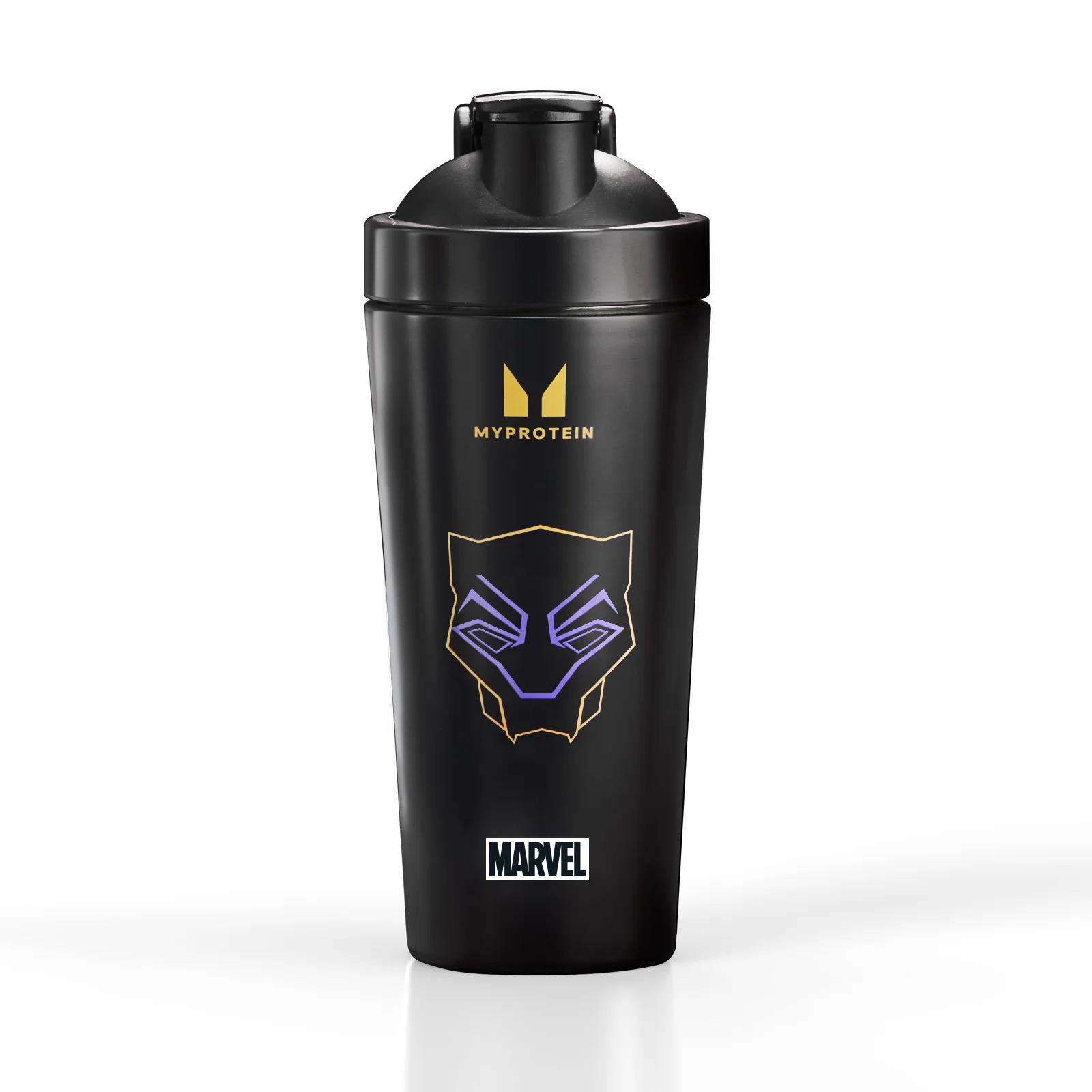 Recyklovaný kovový šejker Myprotein Black Panther – čierny Obrázok 1