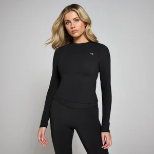 Dámske priliehavé tričko s dlhými rukávmi MP Tempo Good – čierne - Size XS