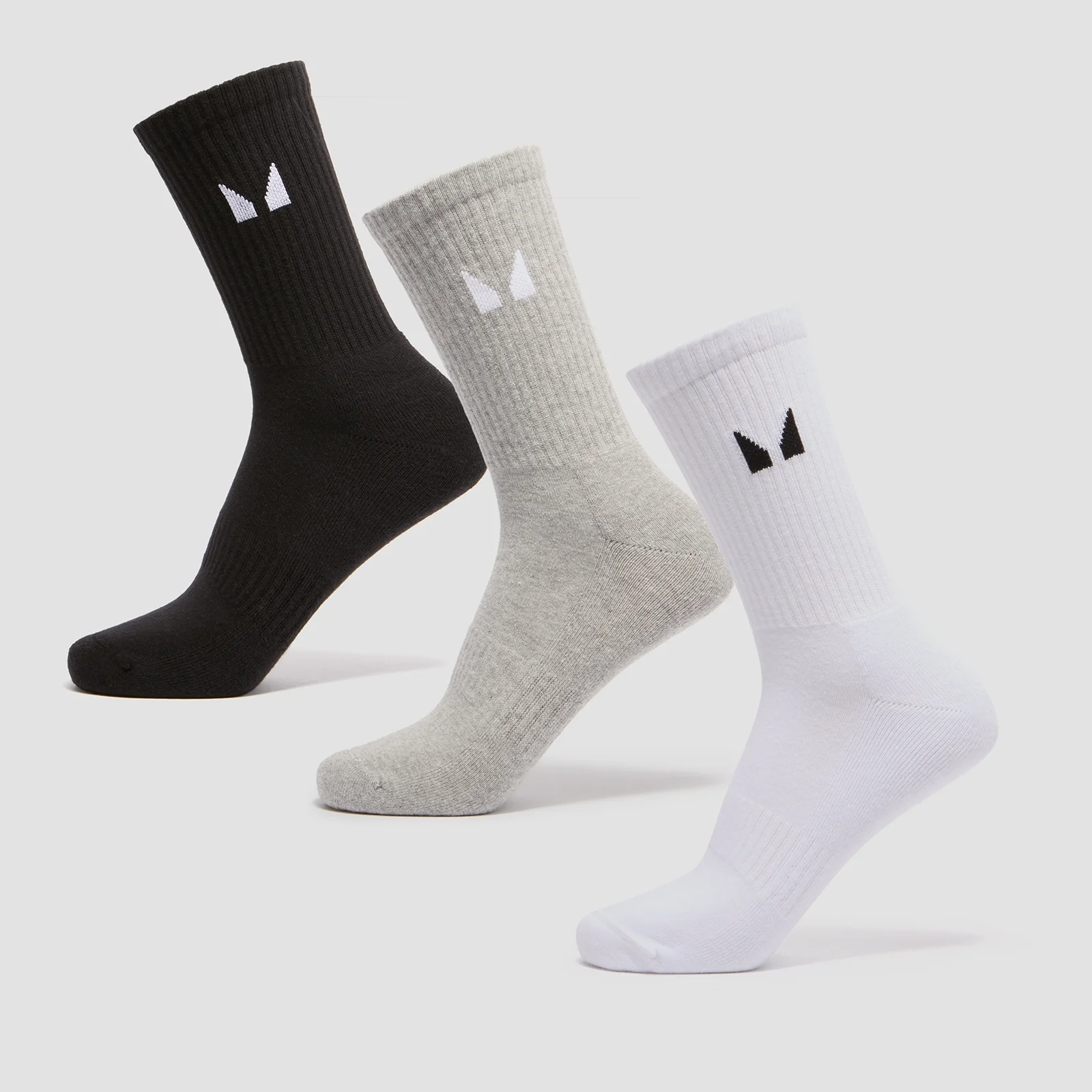 MP Unisex Crew Socks (3 Pack) - White/Black/Grey Marl - UK 2-5 Obrázok 1