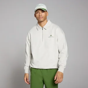 Pánske tričko MP Lifestyle s golierom a 1/4 zipsom – sivé melírované - Size XS