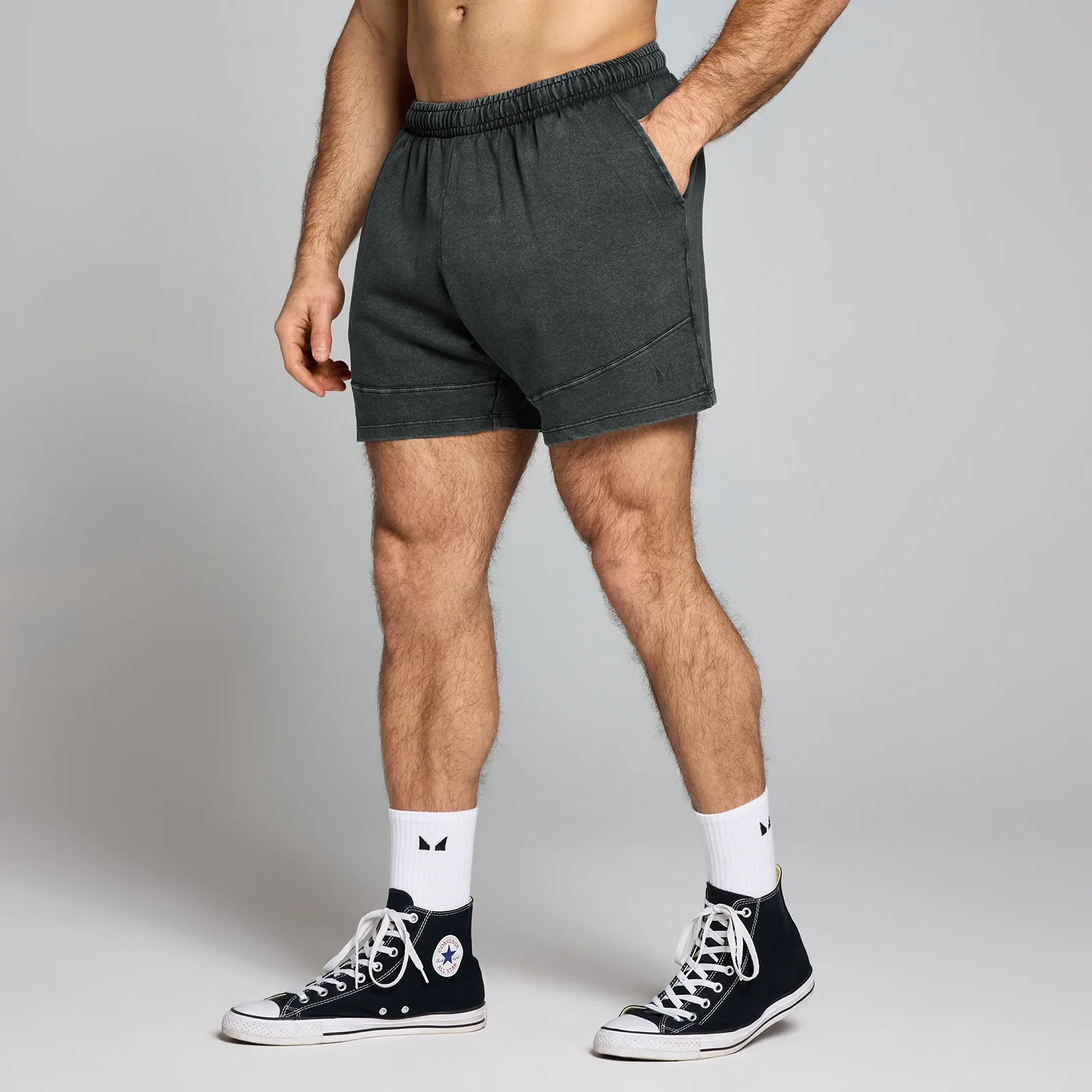 Pánske sprané teplákové kraťasy MP Origin s grafickou potlačou – sprané čierne - XS Obrázok 1