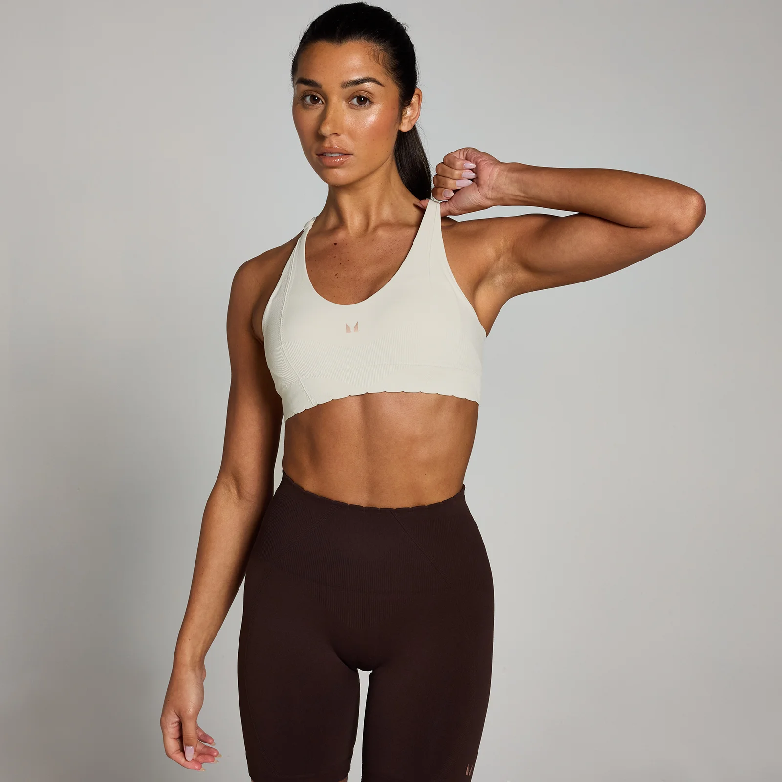 Dámska bezšvová športová podprsenka MP Tempo Ultra – béžová - XXL Obrázok 1