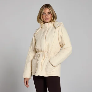 Dámska krátka bunda MP s nastaviteľným pásom – smotanovobiela - Size XS