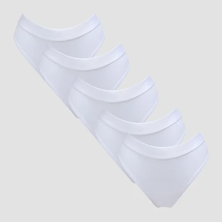 Dámske bikinové nohavičky MP so stredne vysokým pásom (5 kusov) – biele