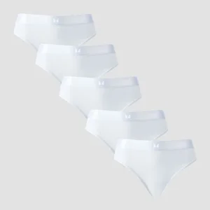 Dámske bikinové nohavičky MP so stredne vysokým pásom (5 kusov) – biele - Size M