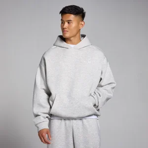 Pánska oversize kapucňová mikina MP Rest Day – svetlosivá melírovaná - Size XS
