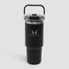 Myprotein recyklovaná kovová fľaša s vrchným držadlom a slamkou 900 ml - Čierna