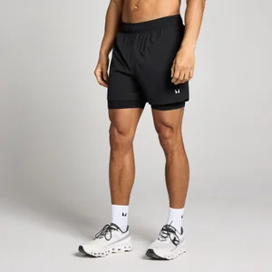 Pánske športové dvojdielne kraťasy MP s 13 cm dlhým vnútorným švom – čierne - Size XS