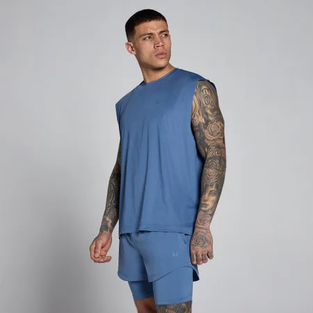MP pánske hybridné oversized sieťované tielko - Slate Blue