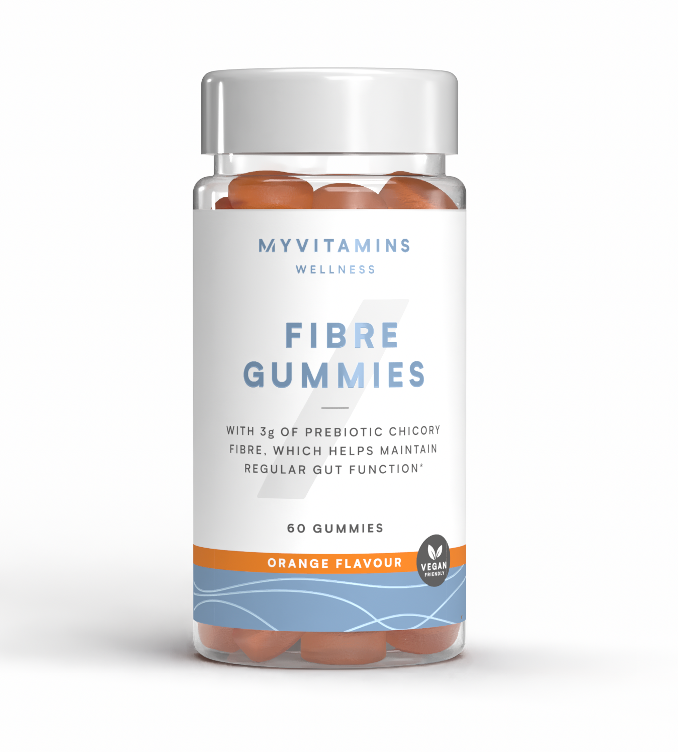Gumové cukríky s vysokým obsahom vlákniny - 60 gummies, 30servings - Orange Obrázok 1