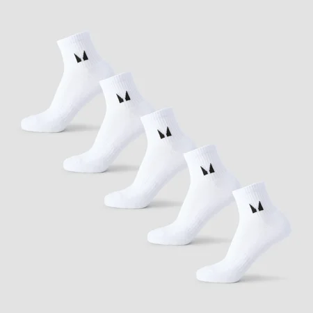MP unisex členkové ponožky (5-balenie) - Biela