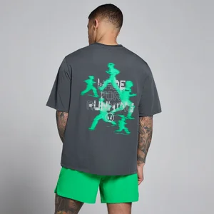 MP pánske tričko Velocity Graphic z bavlny a modalu - Tmavosivá / Zelená - Size M