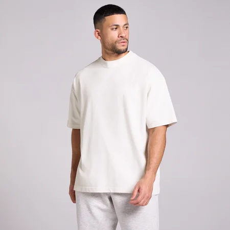 MP pánske vypraté oversized bavlnené tričko - Vintage biela