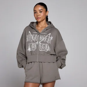 MP dámska lifestyle mikina Lift s grafickým dizajnom a zipsom - Tmavohnedá - Size S