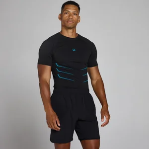 Lift bezšvové tričko muscle fit - Vyblednutá čierna/Sýtomodrá - Size M