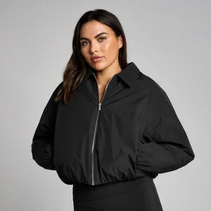 MP dámska bunda s golierom a zipsom - Čierna - Size XS