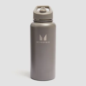 Myprotein recyklovaná kovová fľaša s vyklápacím slamkou 1L - Tmavohnedá - Colour Dark Truffle