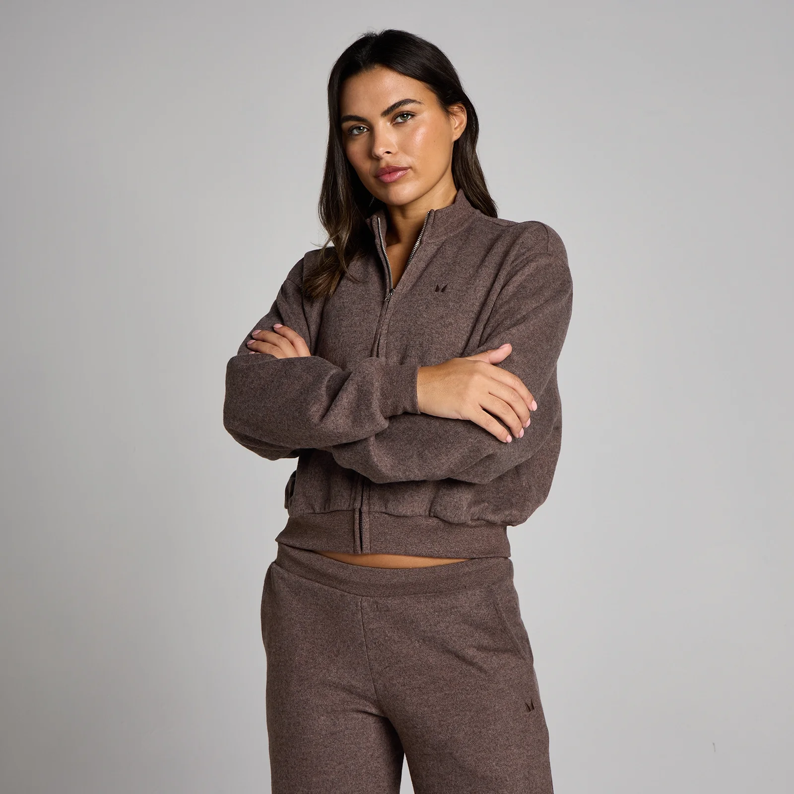 MP dámska bomber bunda Soft Touch so zipsom - Kakaová melírovaná - XS Obrázok 1