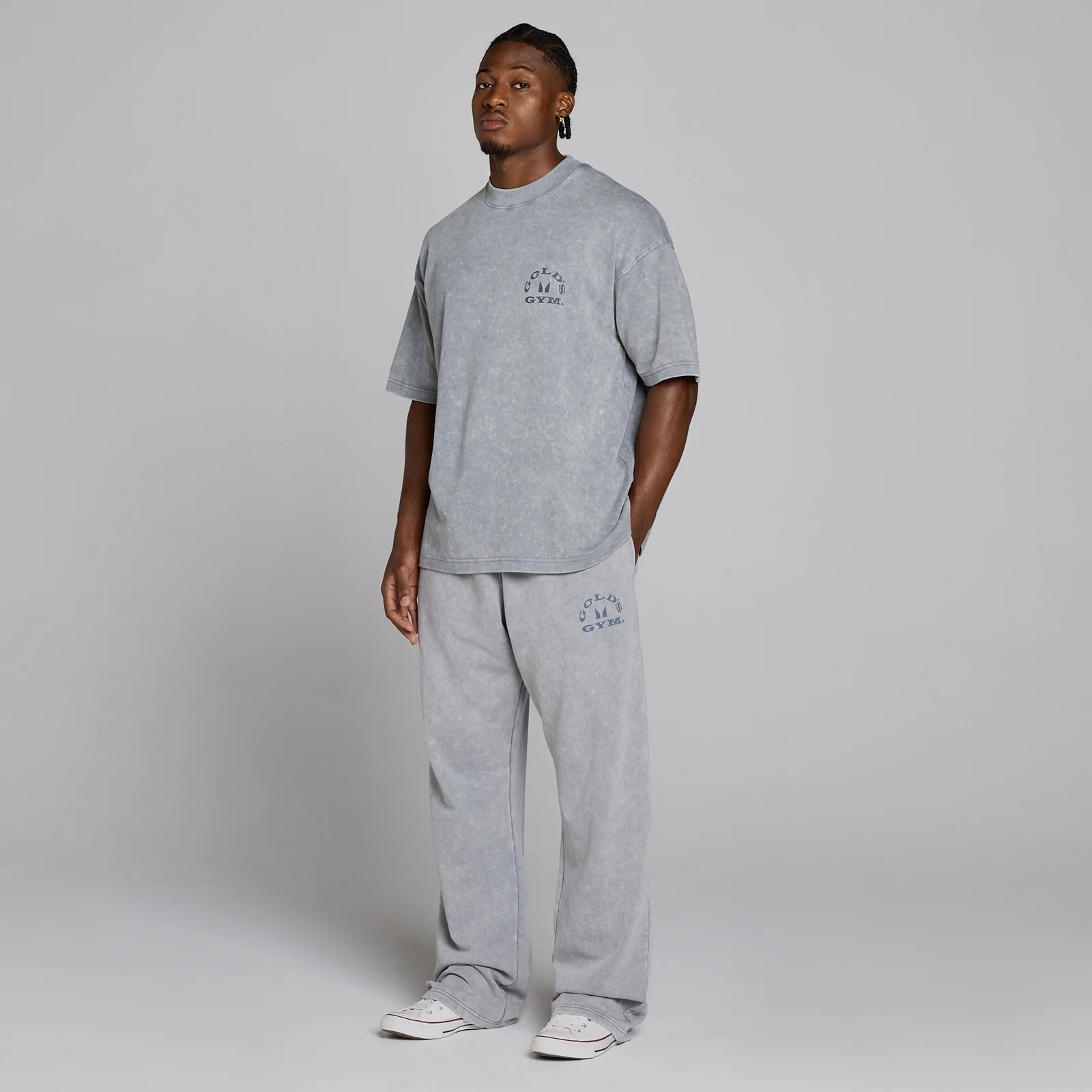 MP X Gold's Pánske Washed Graphic Oversized Tepláky - Steel Blue - L Obrázok 5