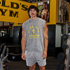 MP X Gold's Pánske Washed Graphic Oversized Tank - Steel Blue